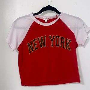 Red and White Large crop top